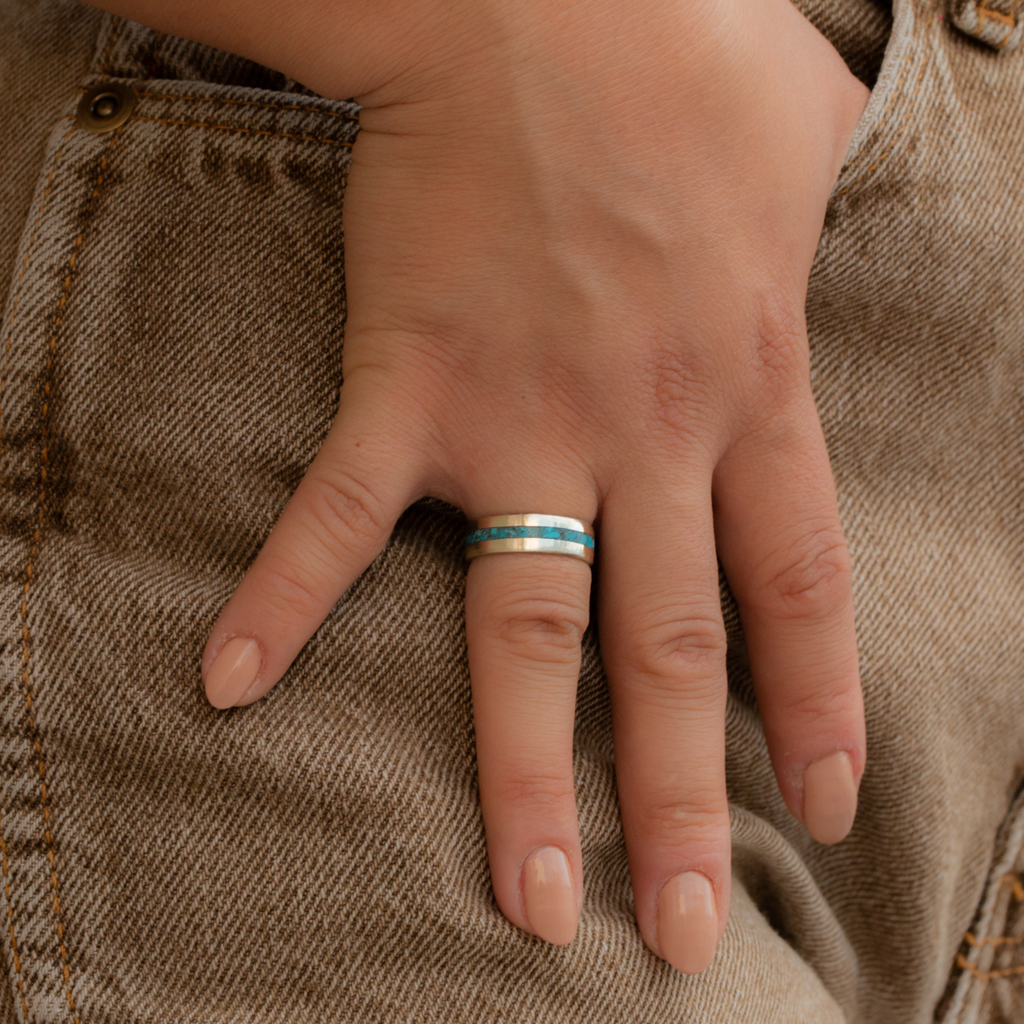 Turquoise Silver Band Ring