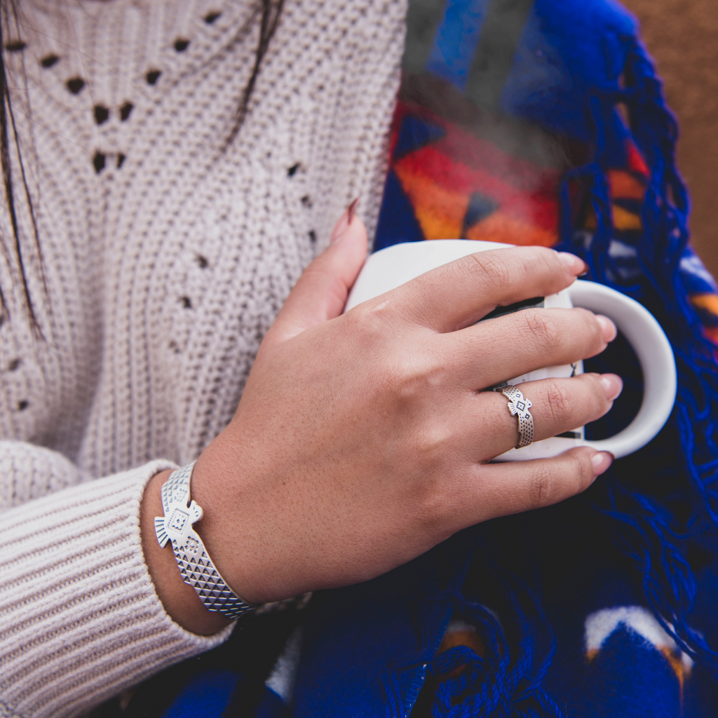 Southwest Thunderbird Cuff Bracelet in Sterling Silver