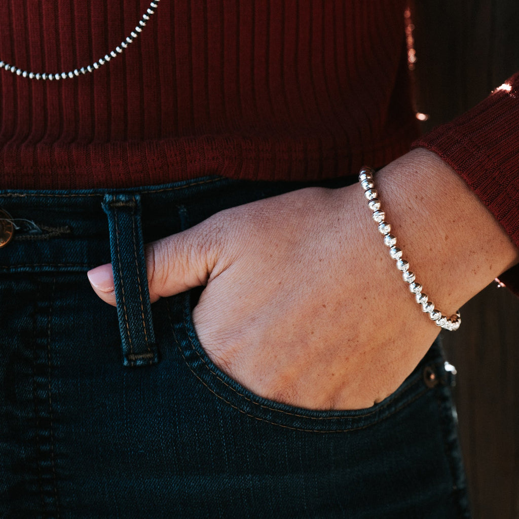 Pearls Silver Beads Bracelet