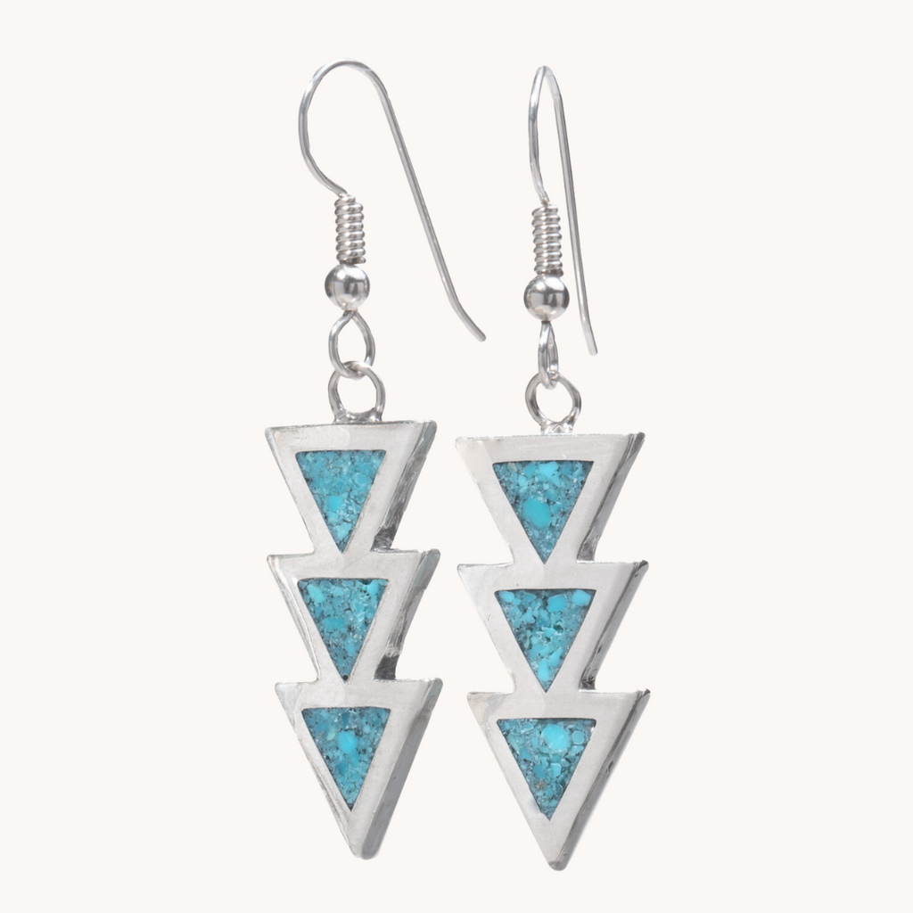 Sterling Silver Drop Earrings and Turquoise Inlay by TSkies